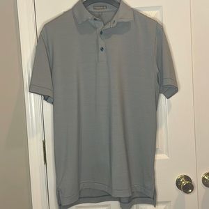 Peter Millar Blue and White Striped Golf Shirt
